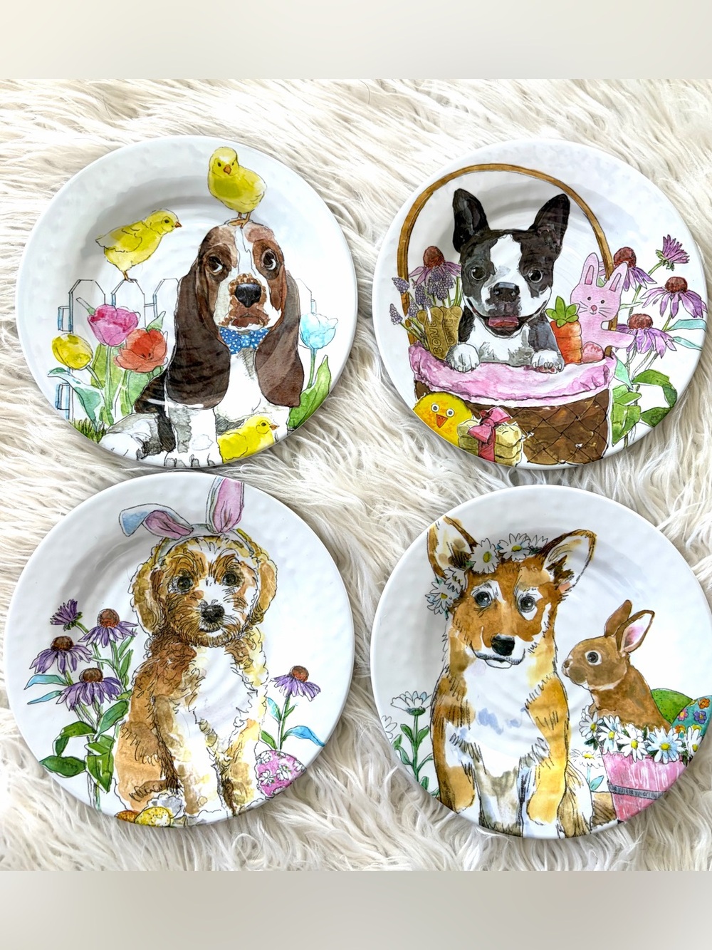 Prima Design Melamine Easter Dog Salad Plates Set of 4